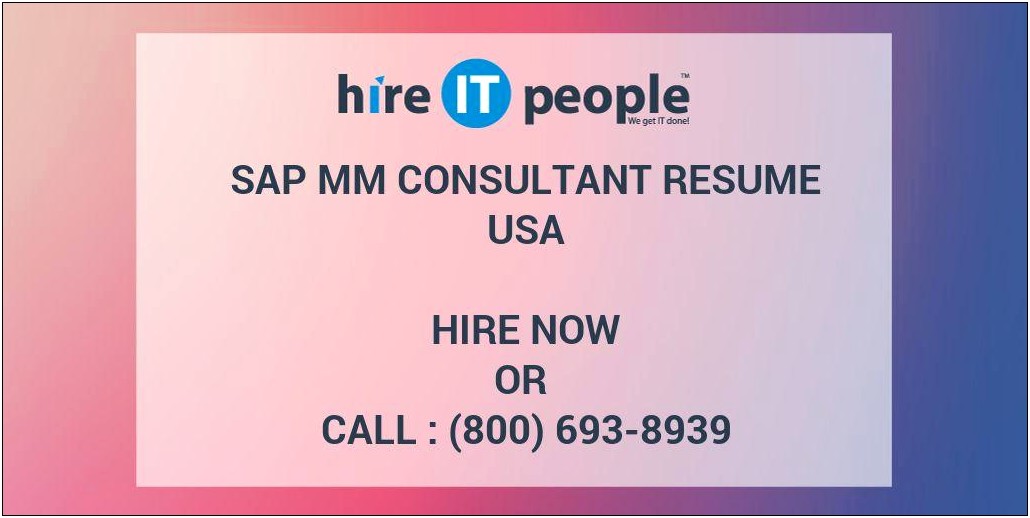 Sap Mm Consultant Resume 4 Years Experience