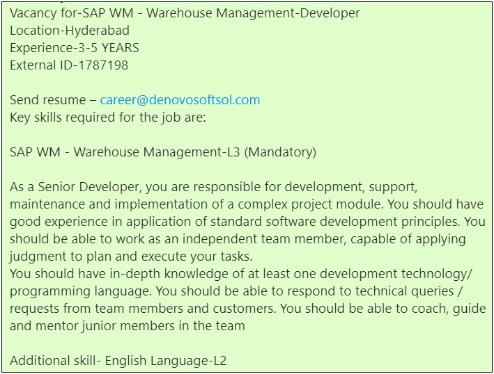 Sap Wm Resume For 3 Years Experience