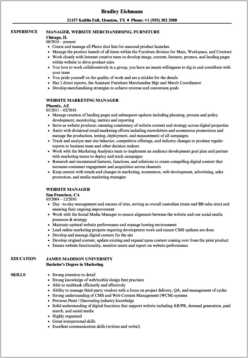 Say On Resume That You Work On Website