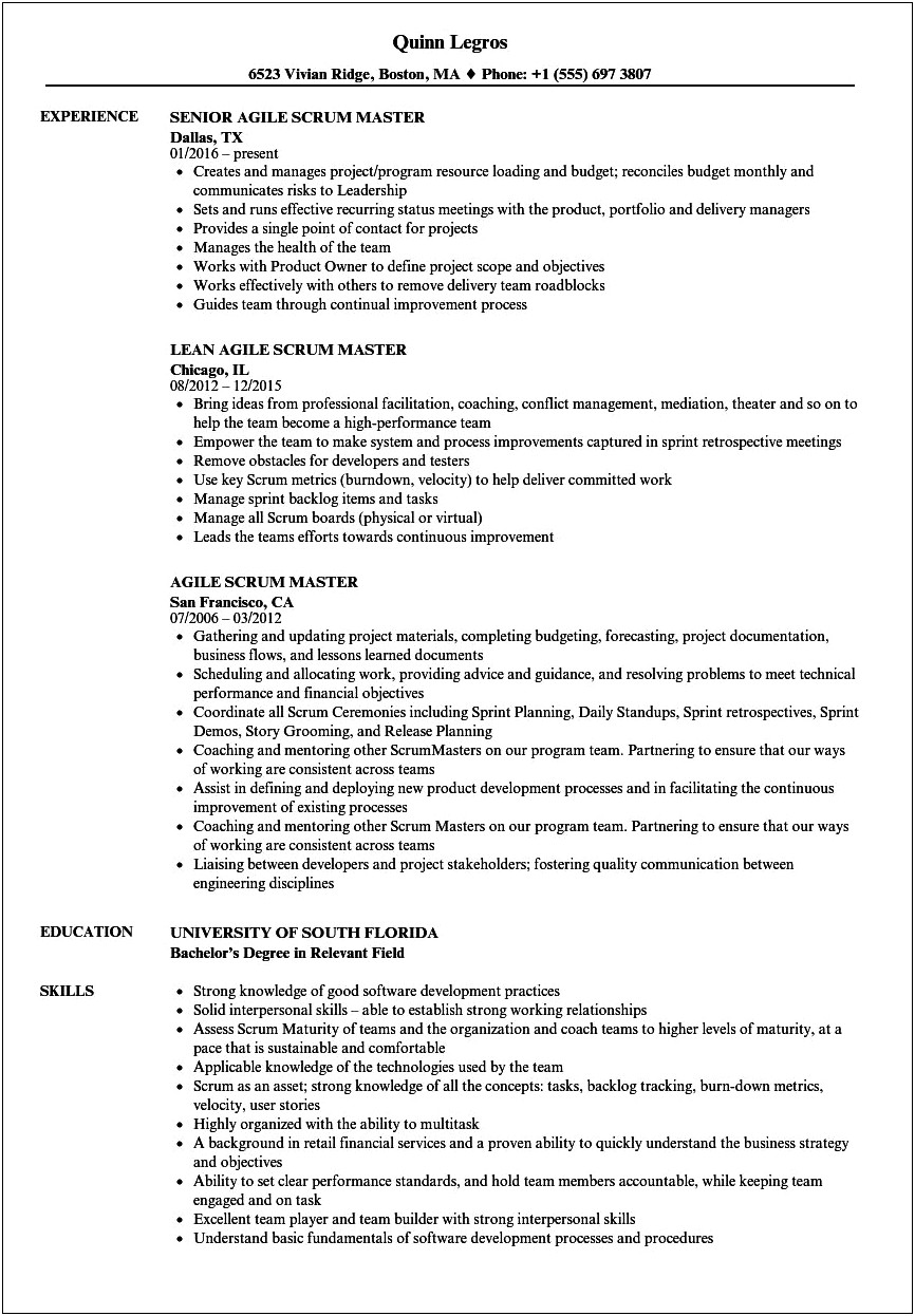 Scale Master Job Description For Resume