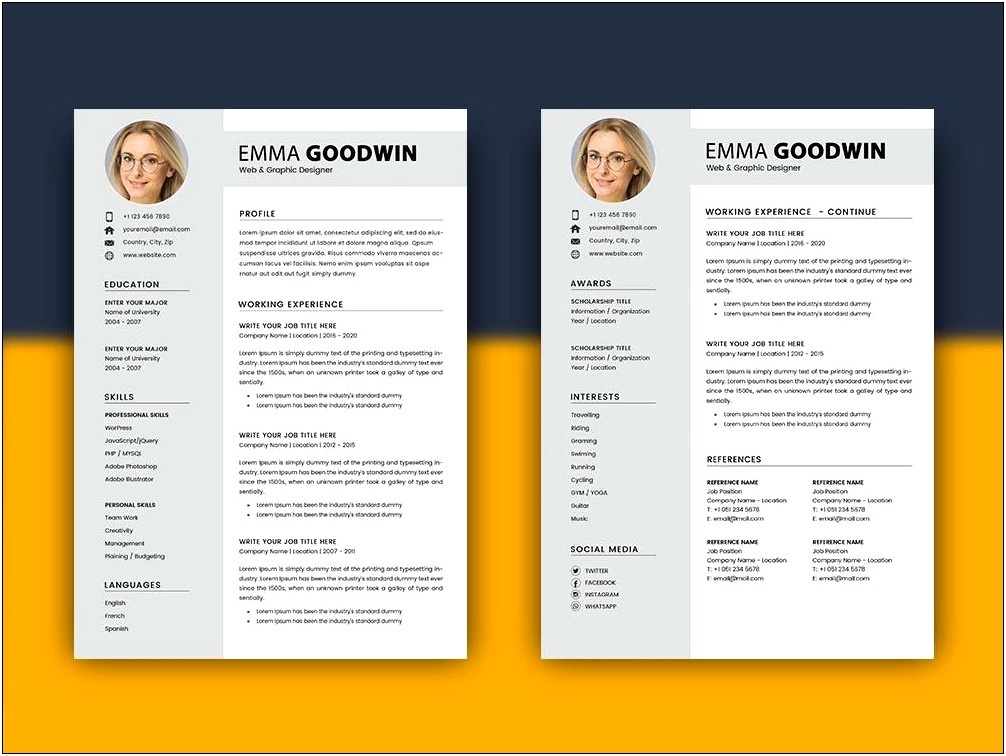 Second Page Of Resume Template Pages
