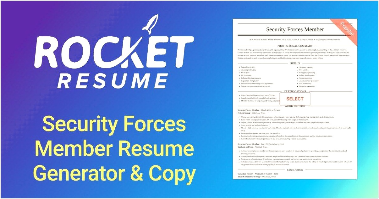 Security Forces 3po91 Job Description For Resume
