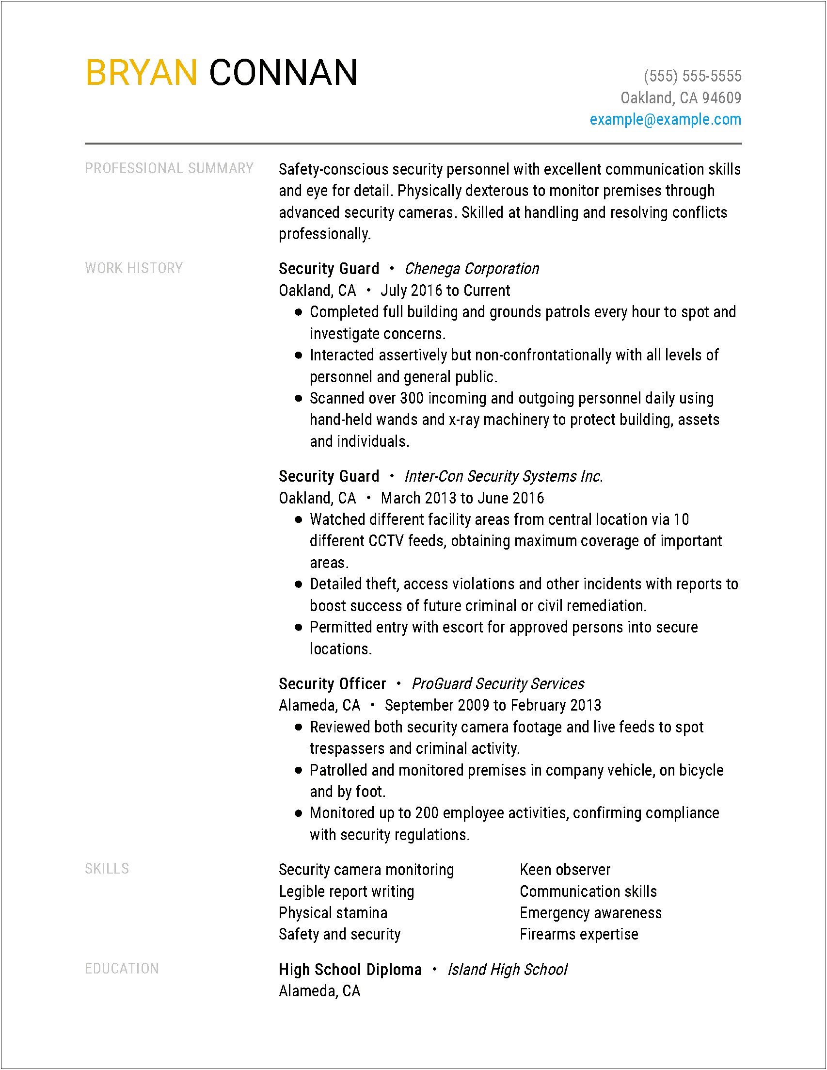 Security Officer Job Description Sample Resume