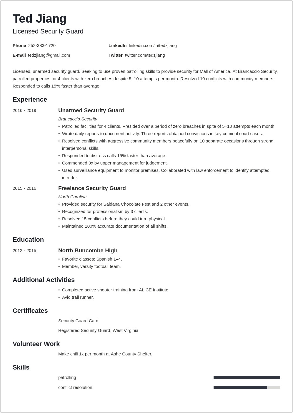 Security Officer Resume Examples And Samples