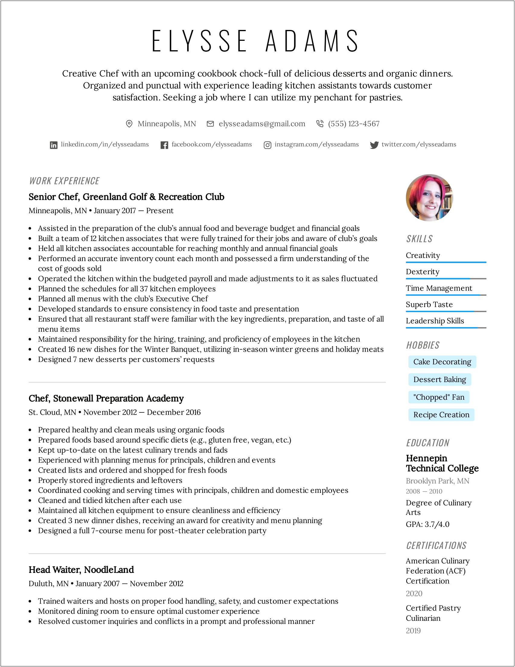 Self Employed Cake Decorator Experience In A Resume