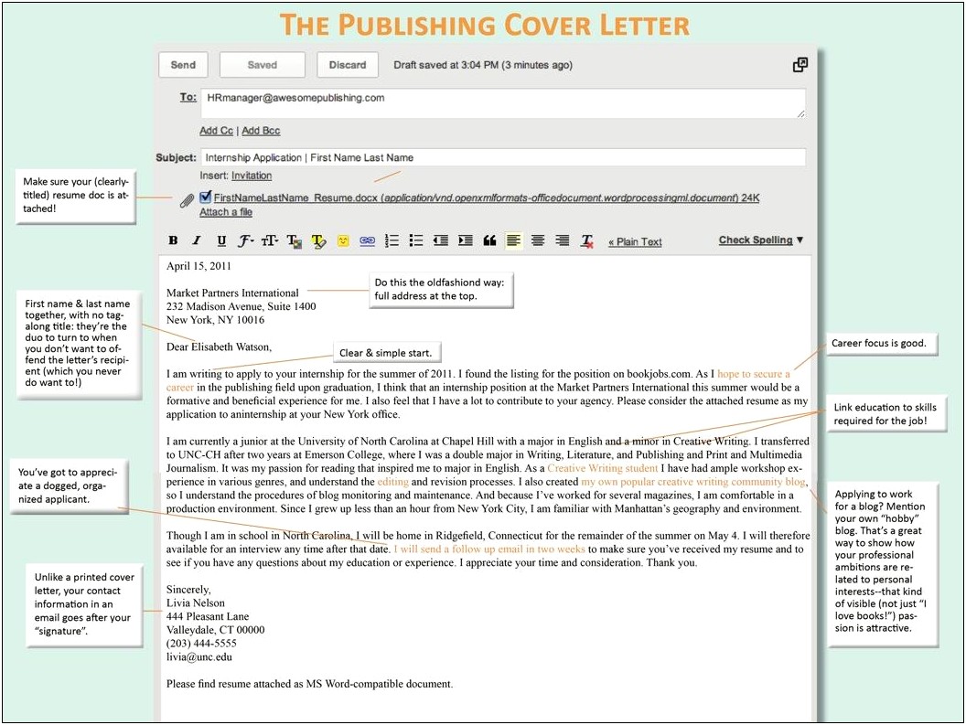 Sending Email With Cover Letter And Resume