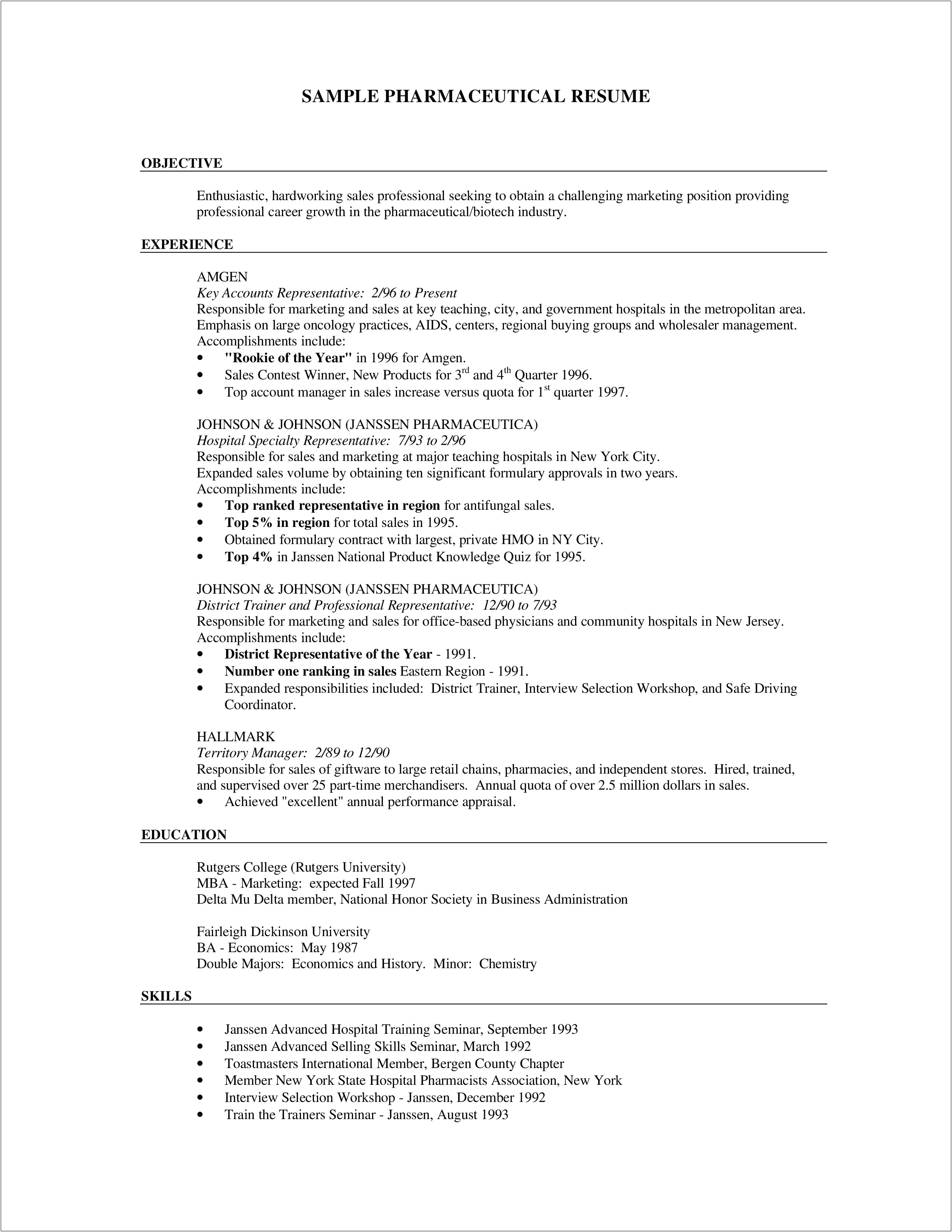 Sending Resume To District Manager Pharmacy