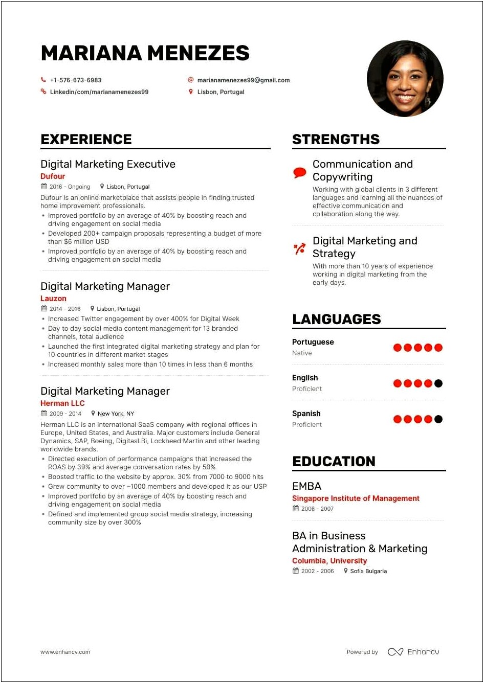 Senior Digital Marketing Manager Resume Examples
