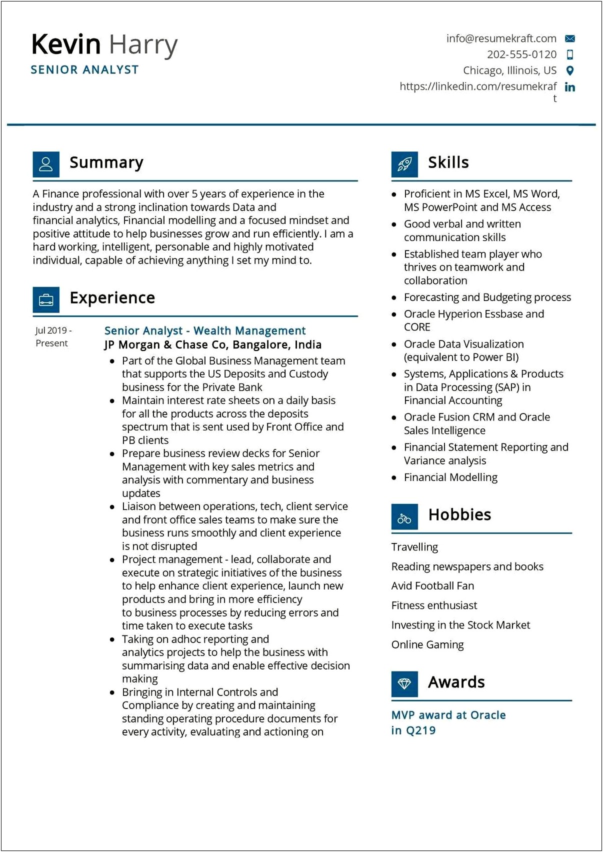 Senior Financial Analyst Fp&a Sample Resume