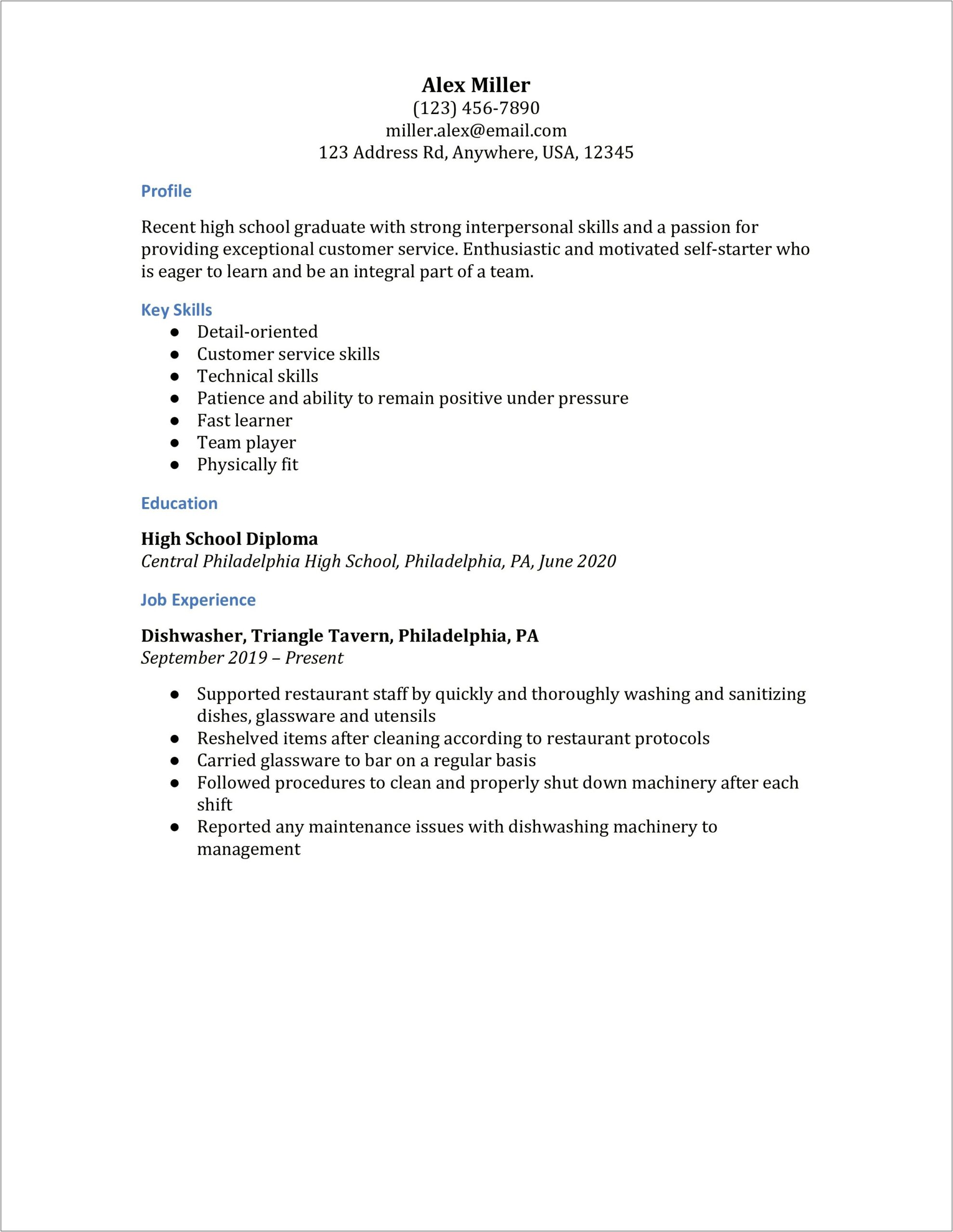 Server Shift Lead Job Description Resume