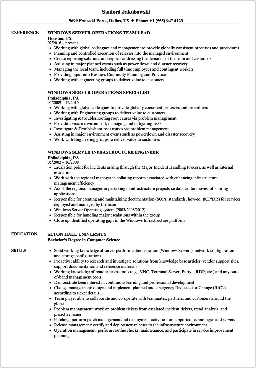 Server Work Related Skills Resume Examples