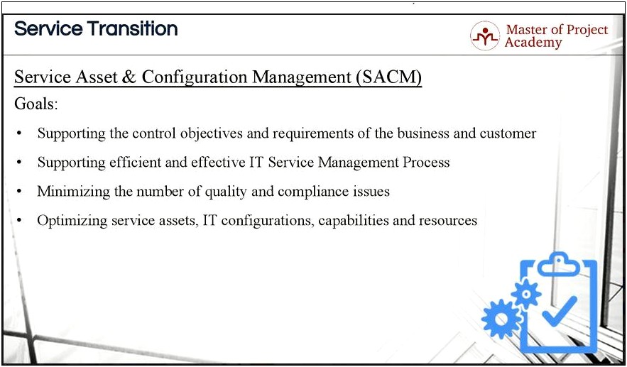 Service Asset And Configuration Management Resume