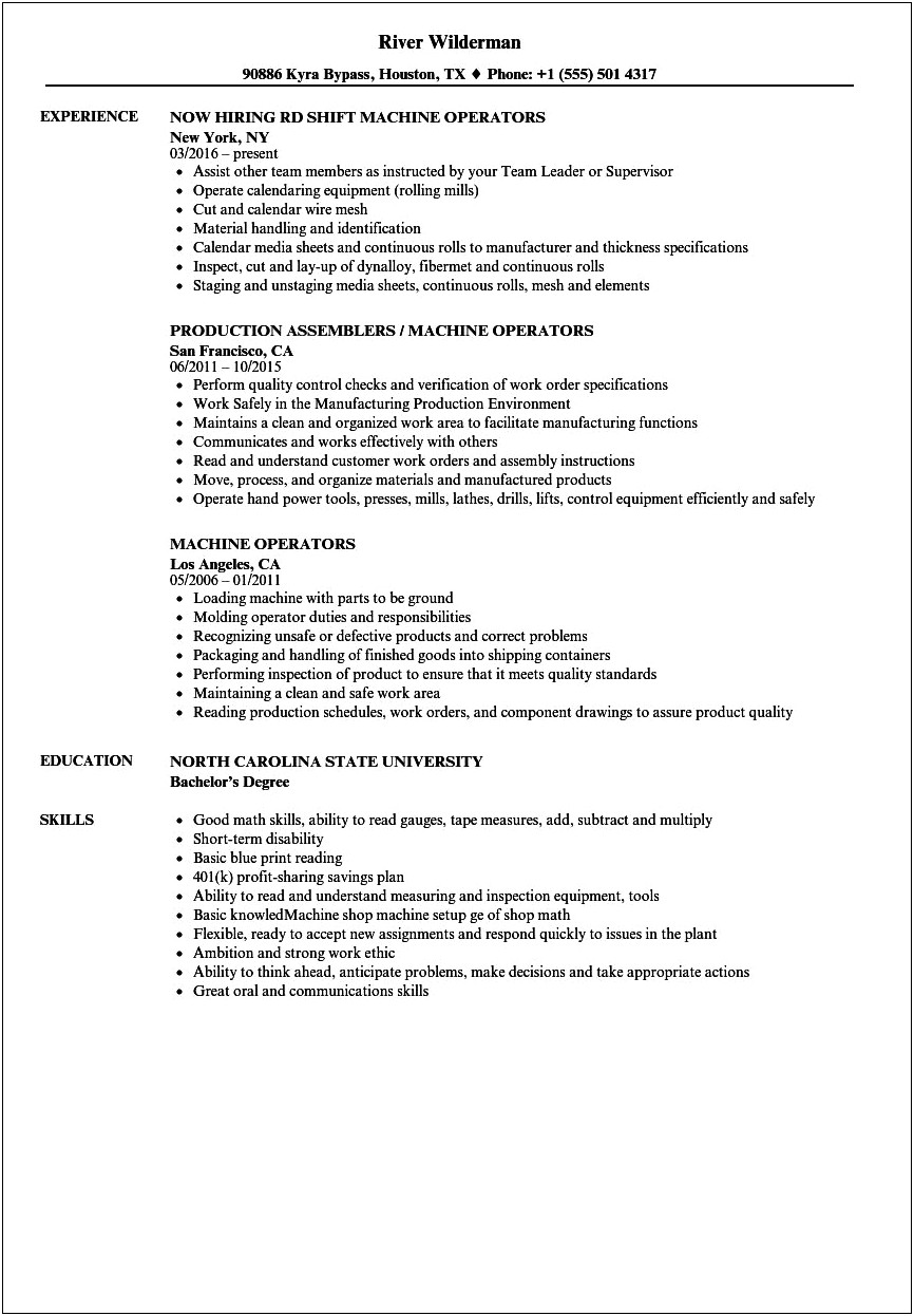 Sheeter Operator Skills For A Resume