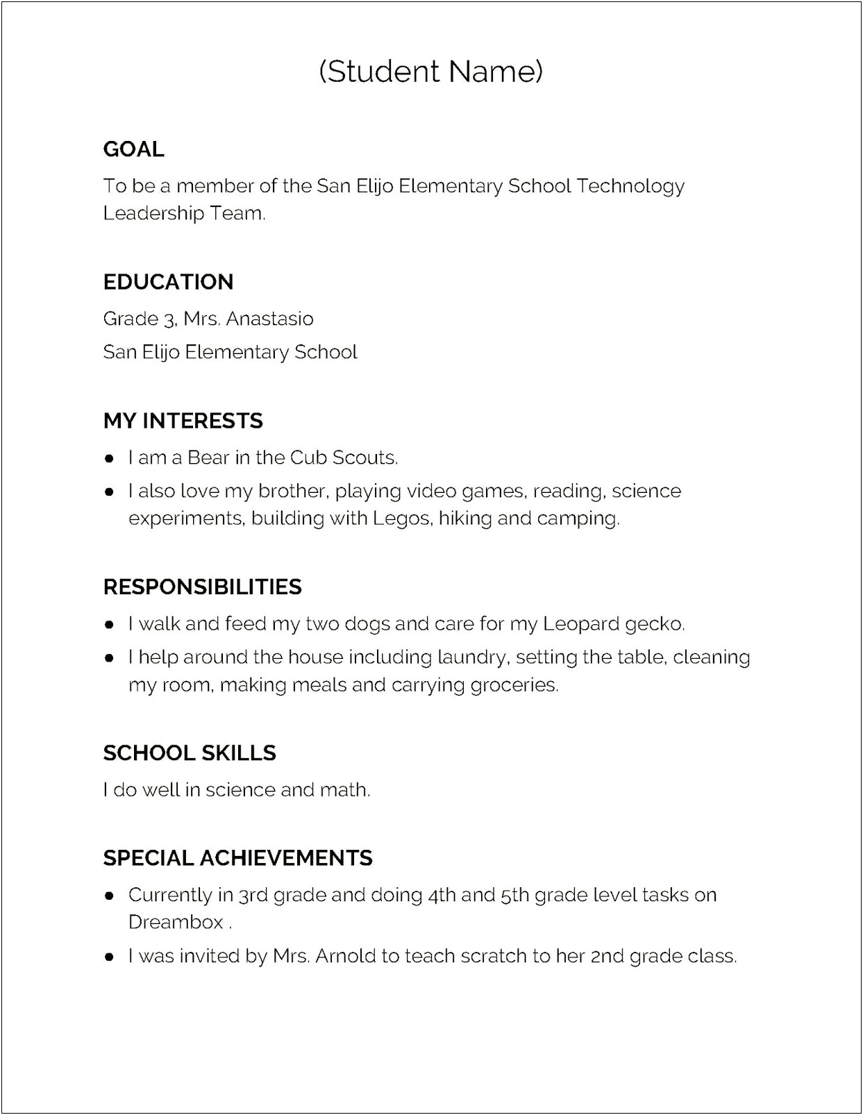 Should I Include Elementary School In Resume