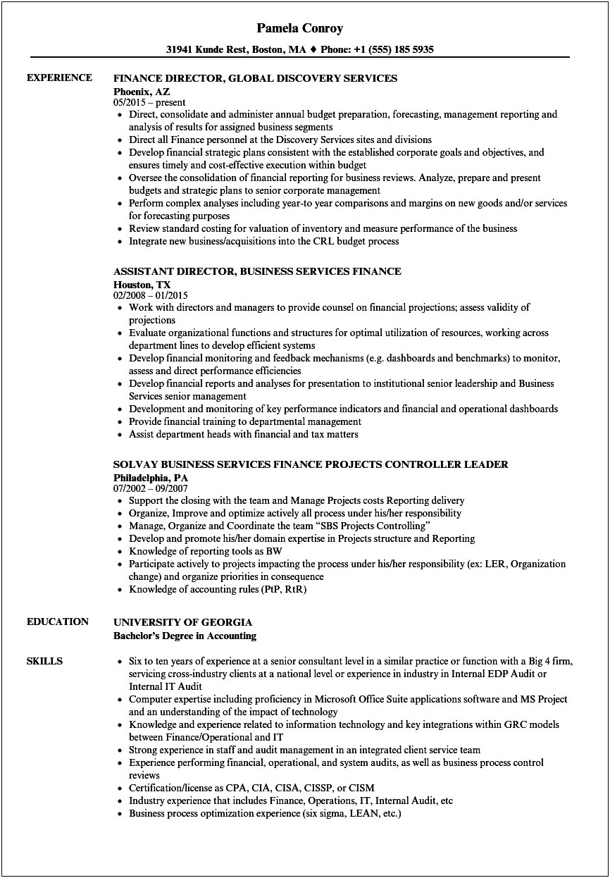 Show Financial Services Industry Experience In Resume