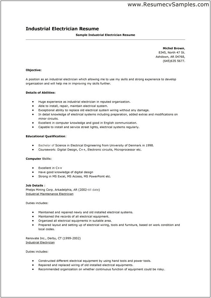 Show Me A Good Commercial Electrician Resume