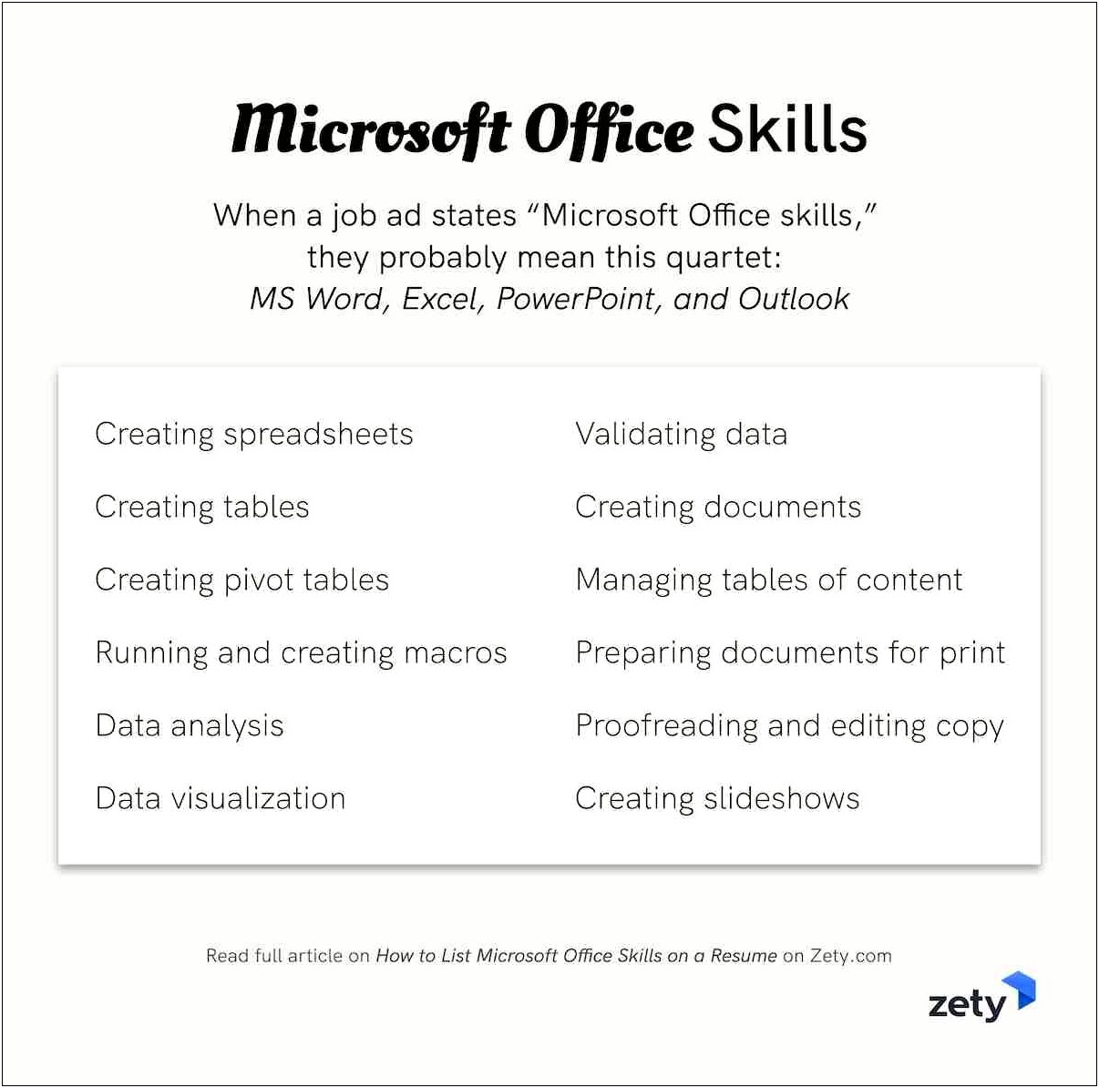 Showing Skills In Resume Using Ms Word