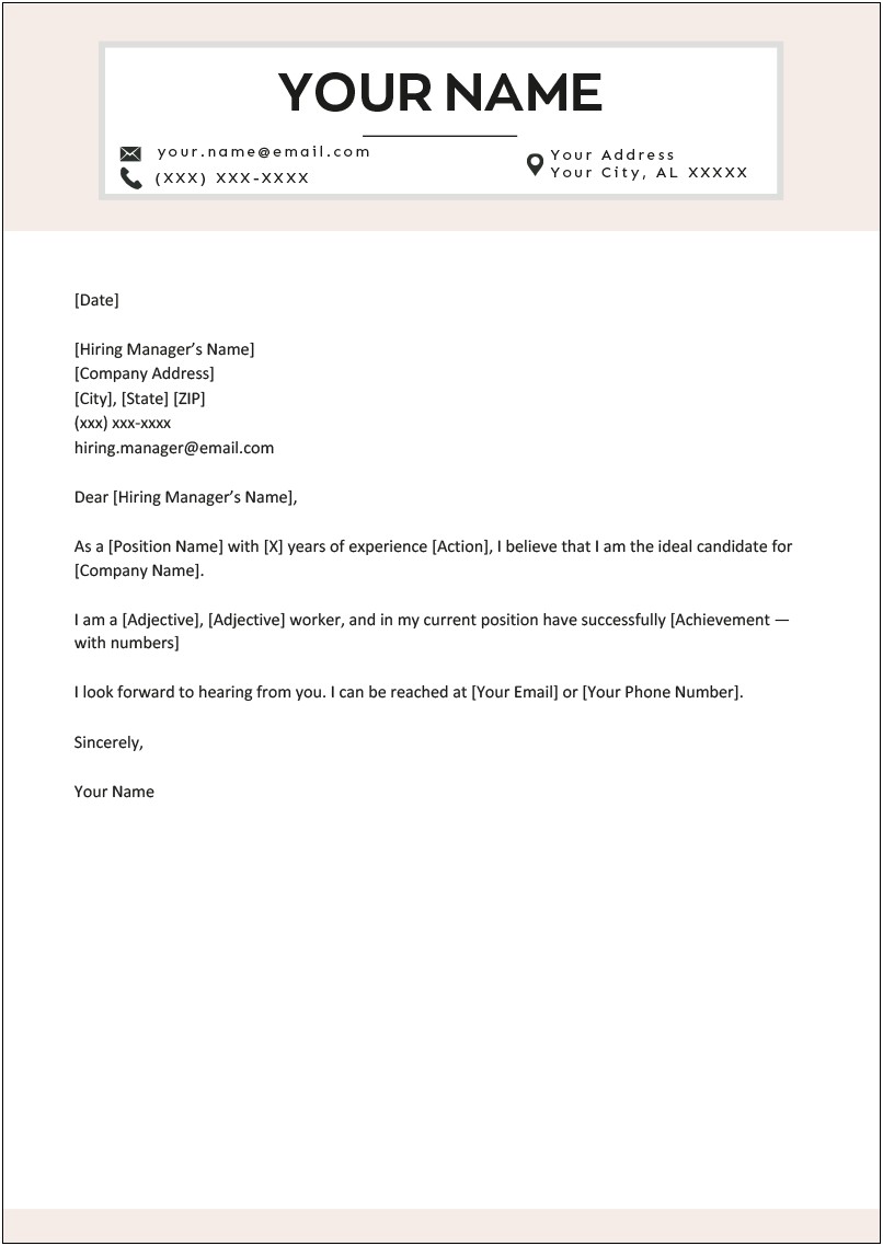 Simple Email Cover Letter Examples For Resume