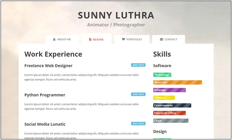Simple Html Resume Templates Free Download