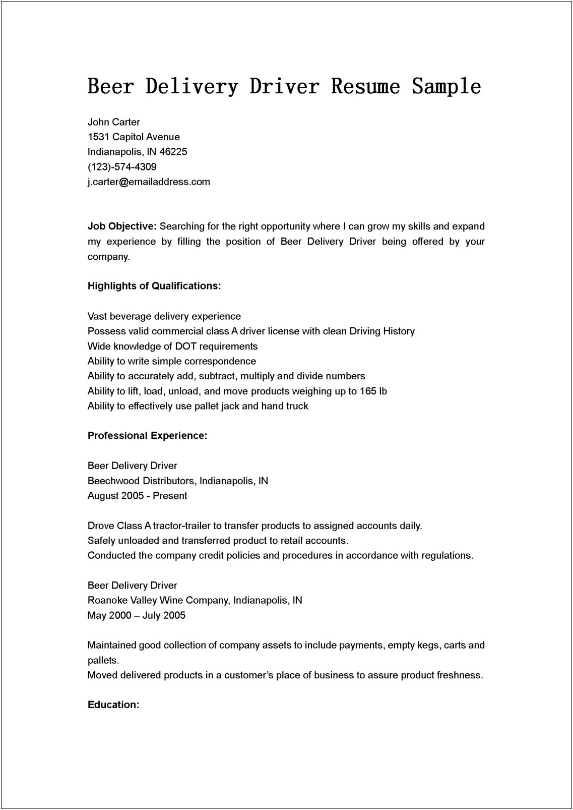 Skill For Resume Own Business Shipping