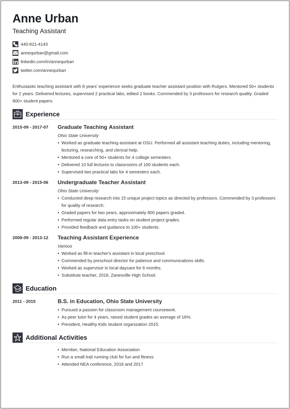 Skill For Teachers Aide On A Resume