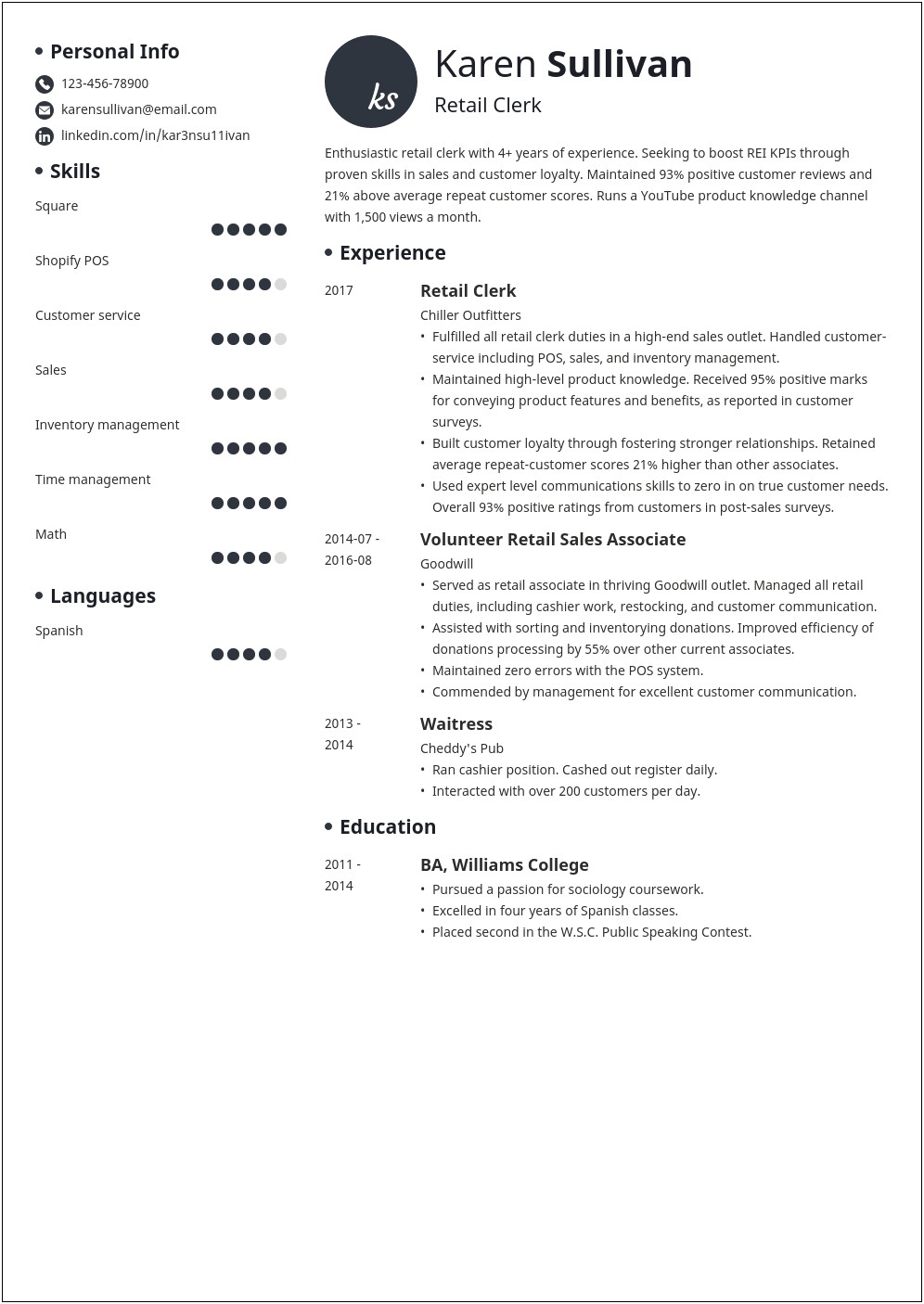 Skills Acquired From Retail Jobs For Resume