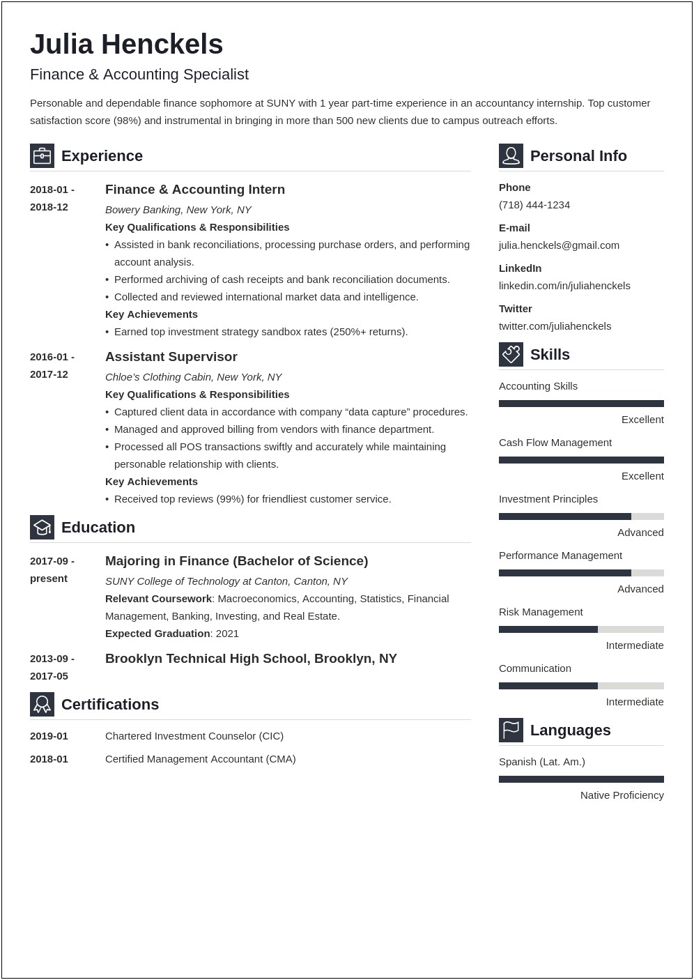Skills And Abilities For College Student Resume