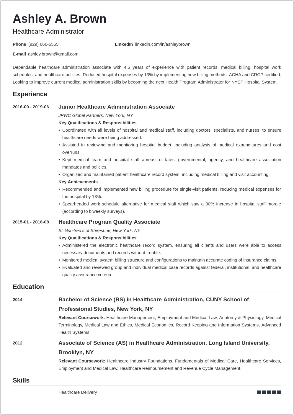 Skills And Abilities For Healthcare Resume