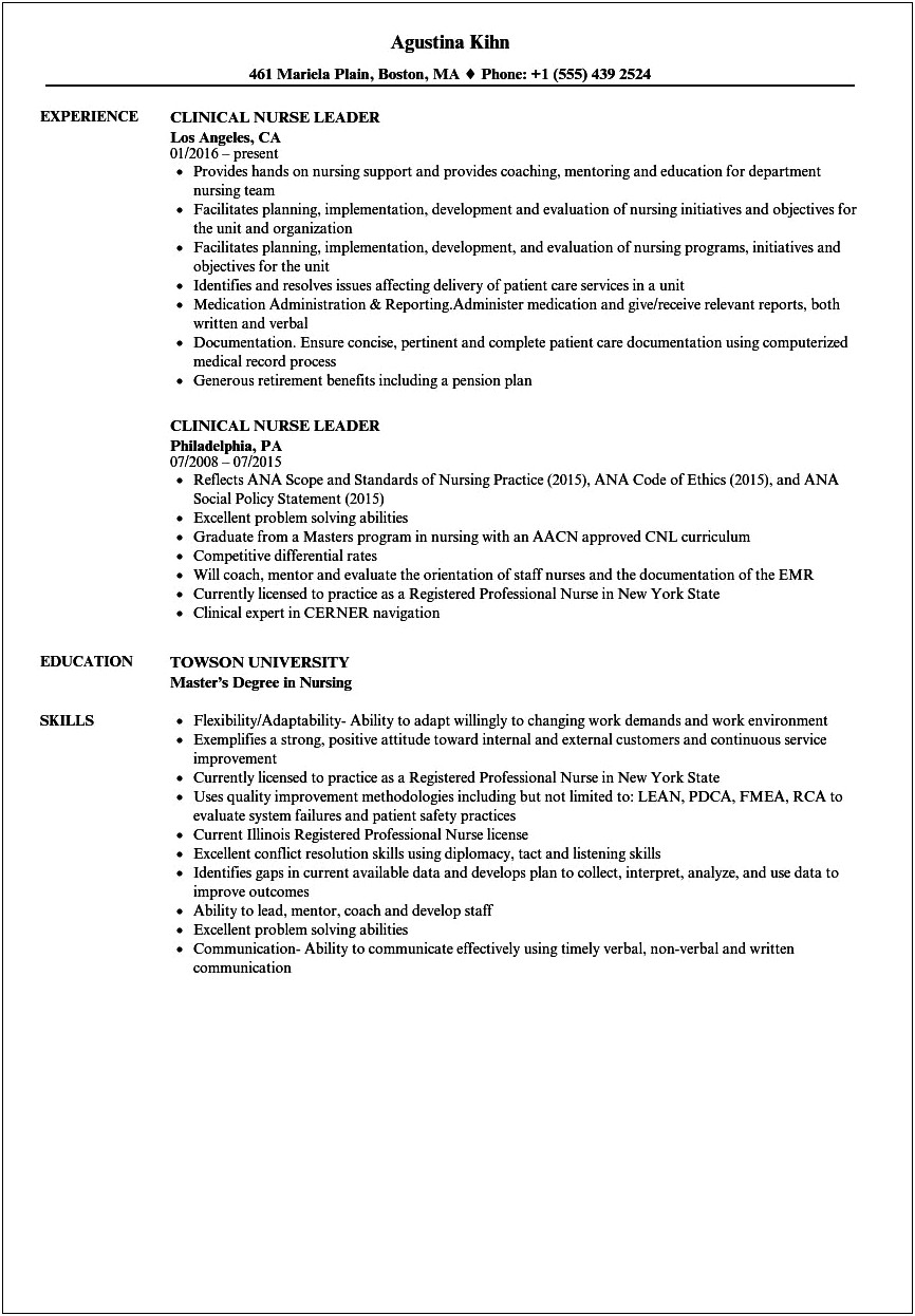 Skills And Abilities For Resume For Leadership Position