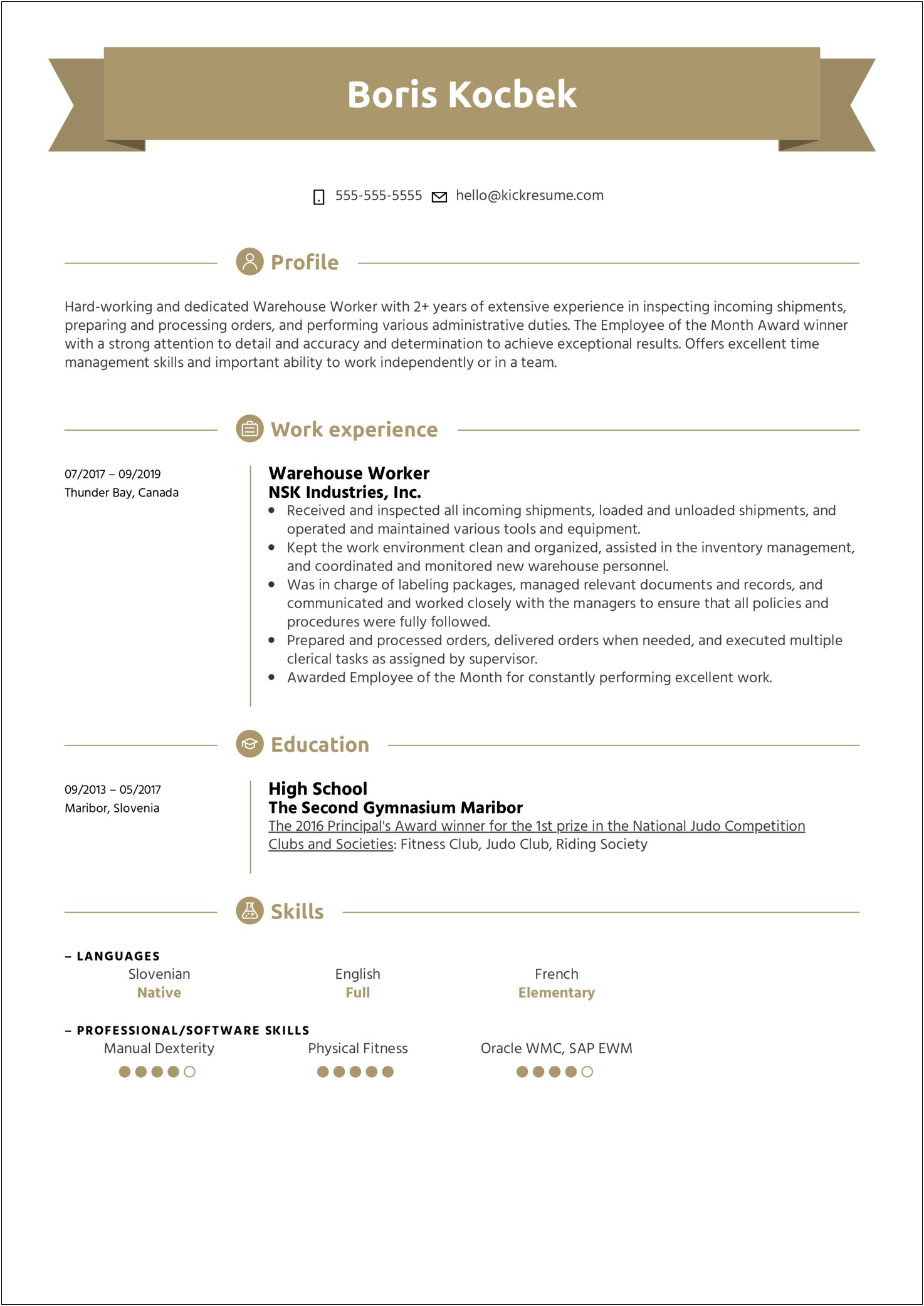 Skills And Abilities For Warehouse Resume