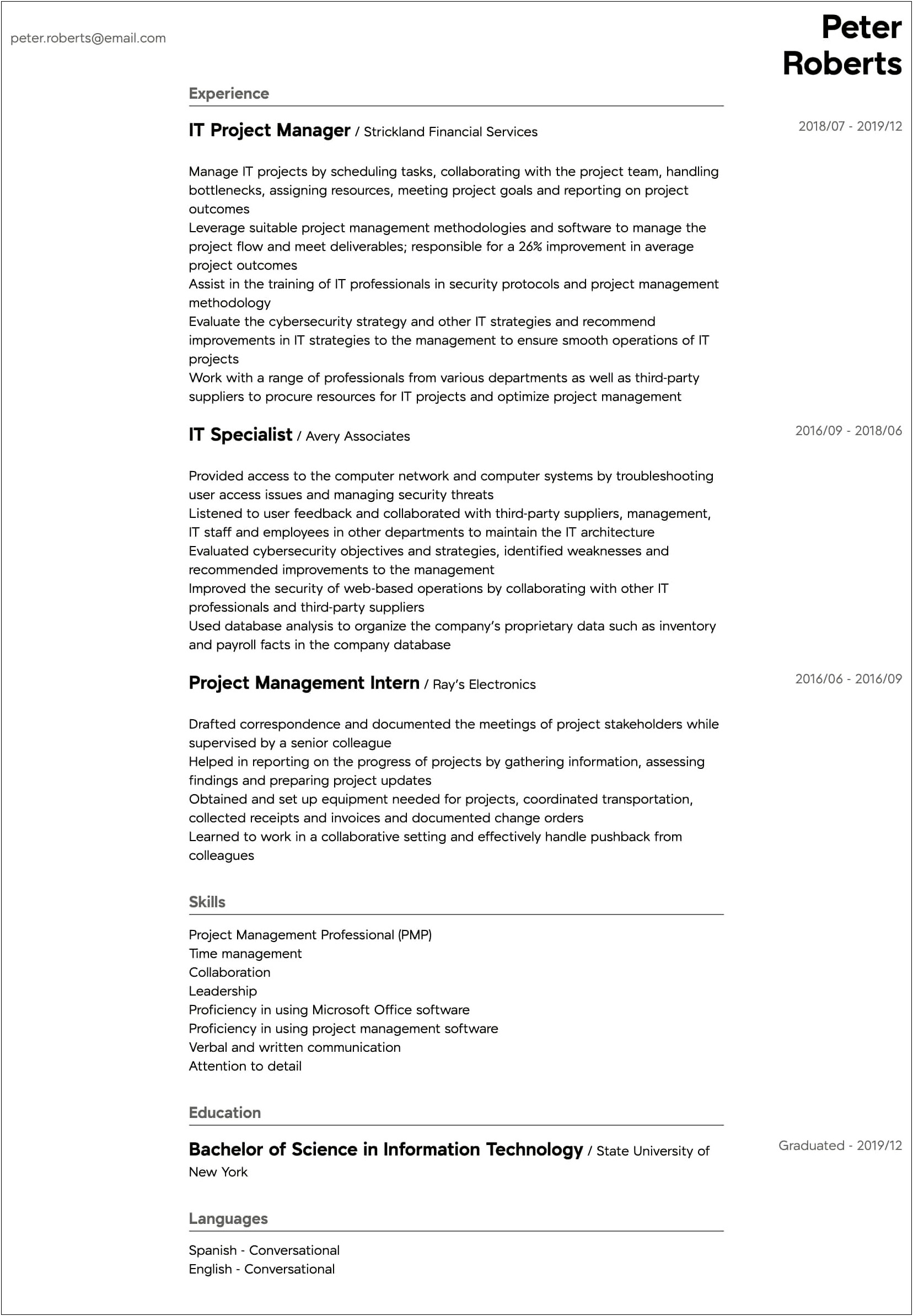 Skills And Abilities In Resume For Information Technology