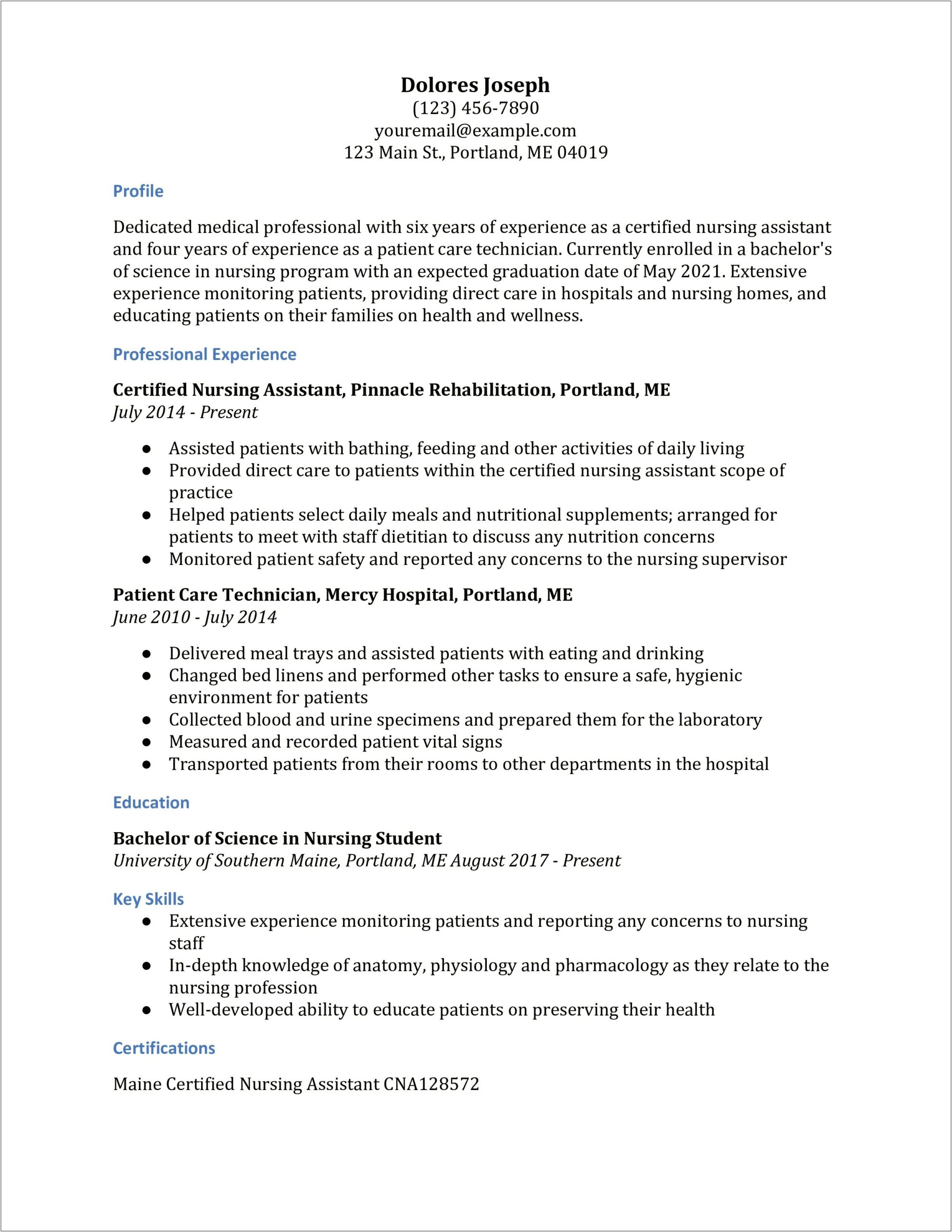 Skills And Abilities Of A Nurse In Resume