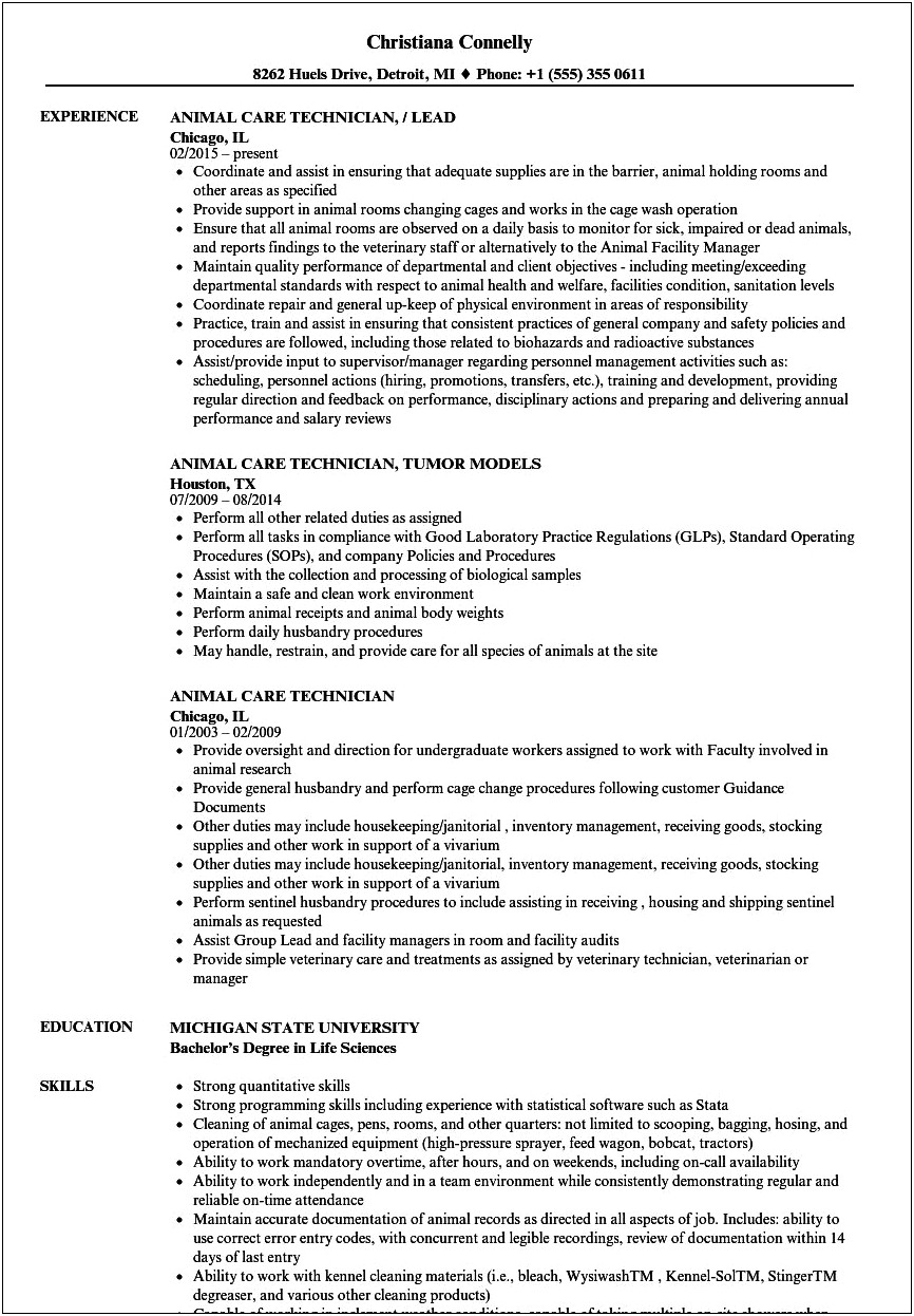 Skills And Abilities On Resume For Dog Attendant