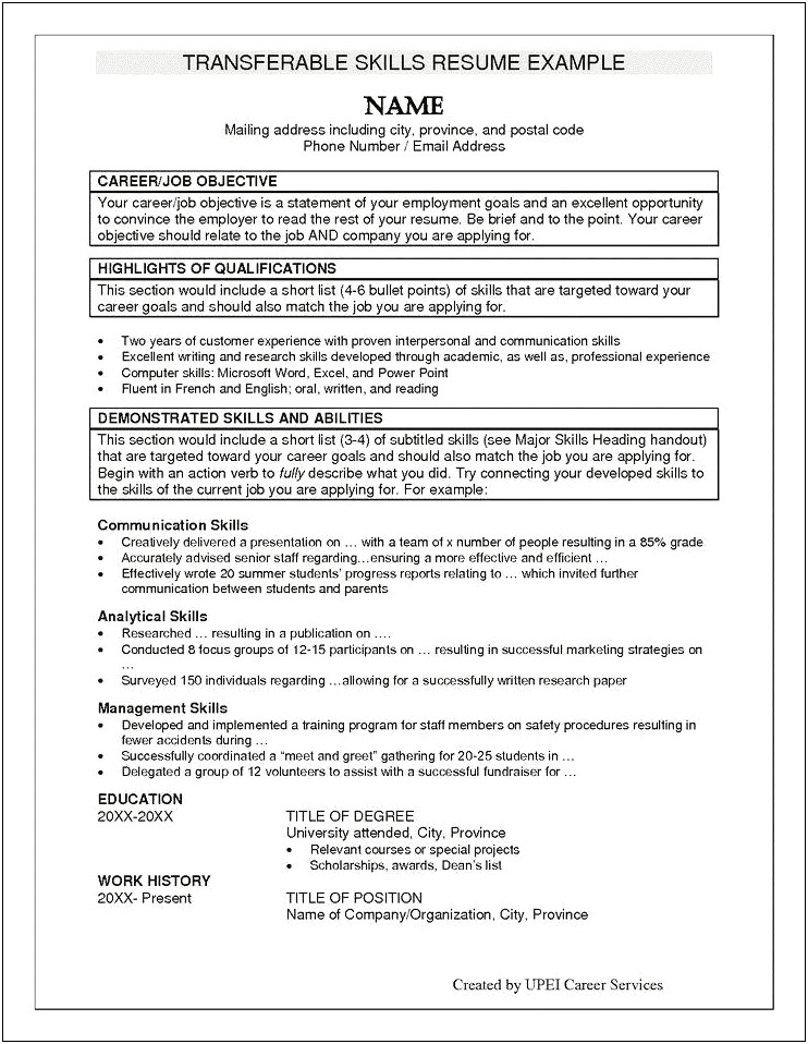 Skills And Abilities Section Of Resume