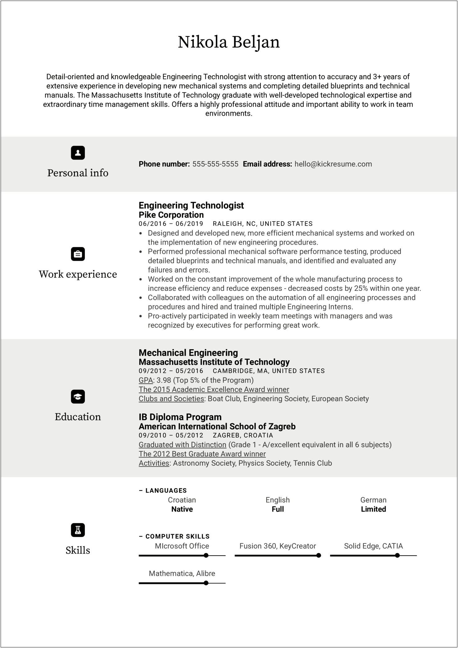 Skills And Interests For A Resume Technology