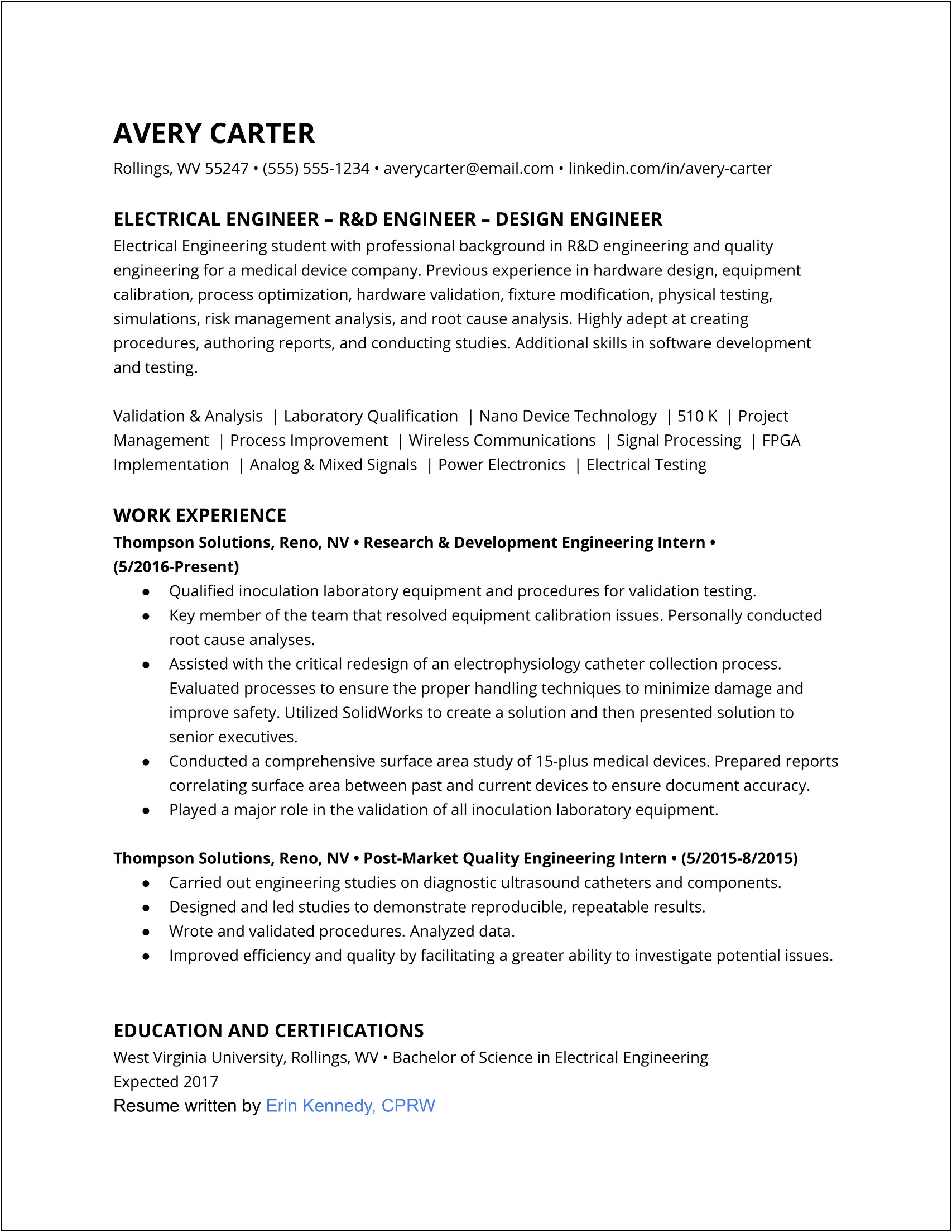 Skills And Interests On An Engineering Resume