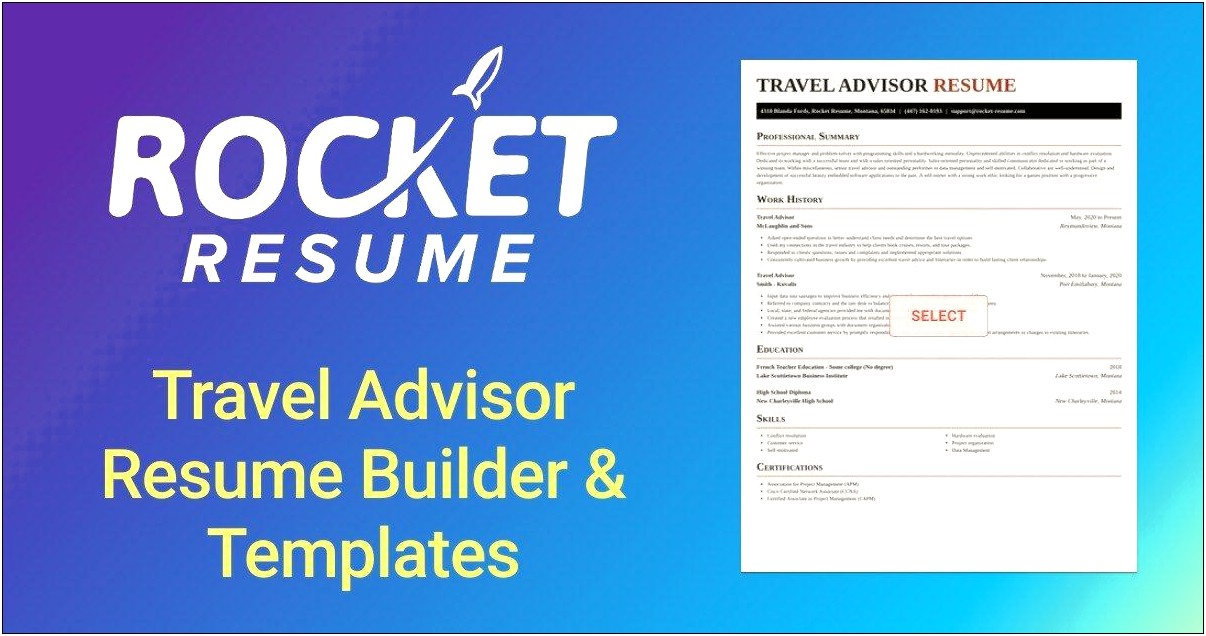 Skills Entry Level Travel Advisor Resume