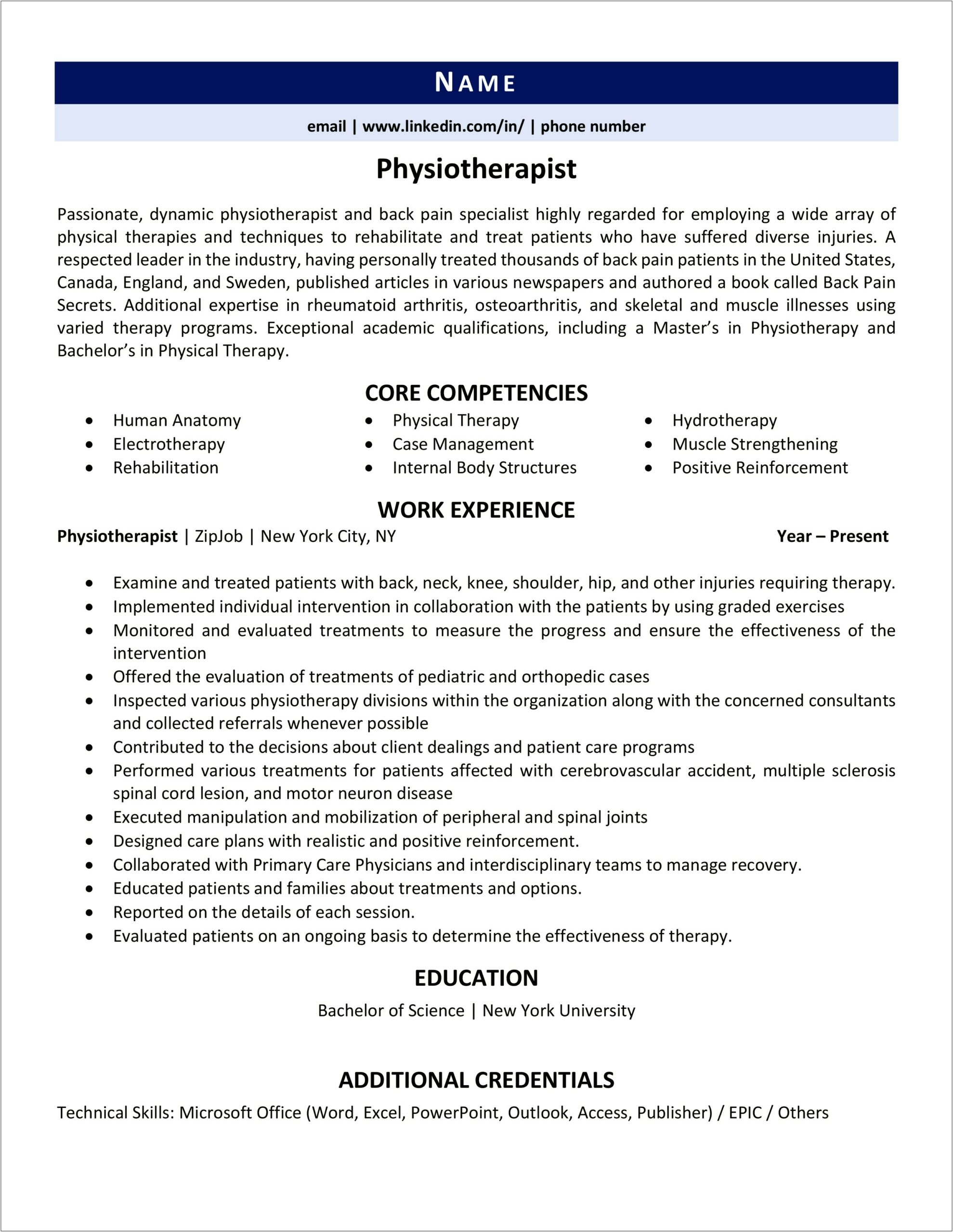 Skills For Physical Therapist For Resume