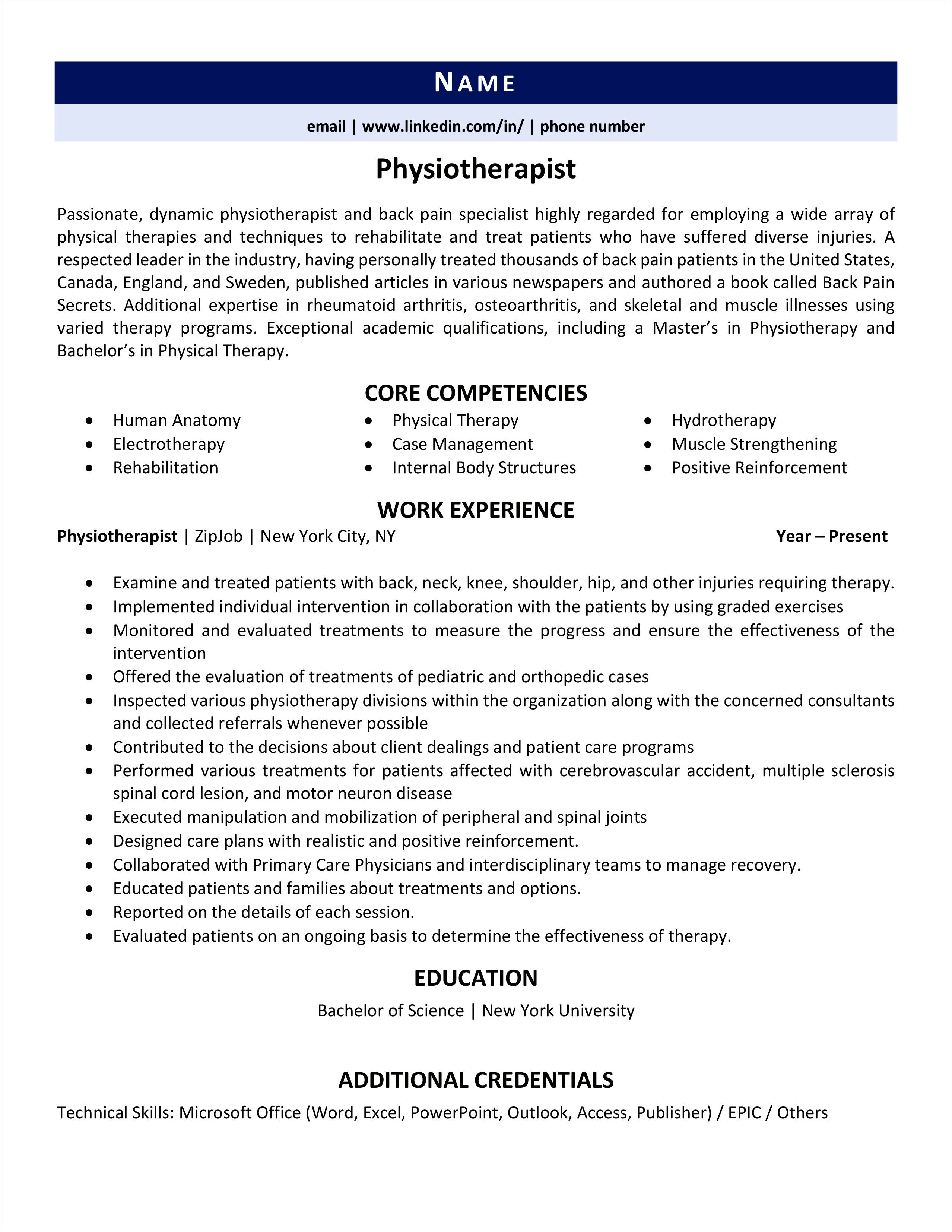 Skills For Physical Therapist For Resume
