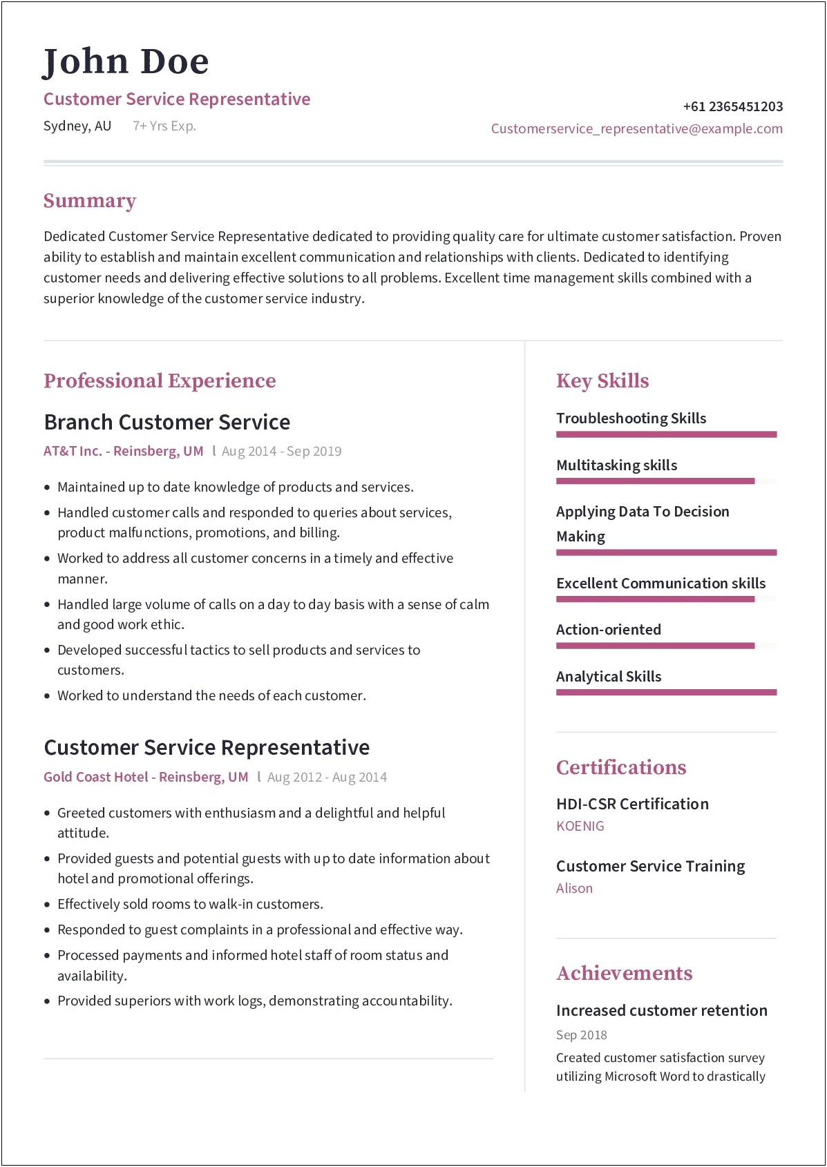 Skills For Resume For A Customer Service Representative