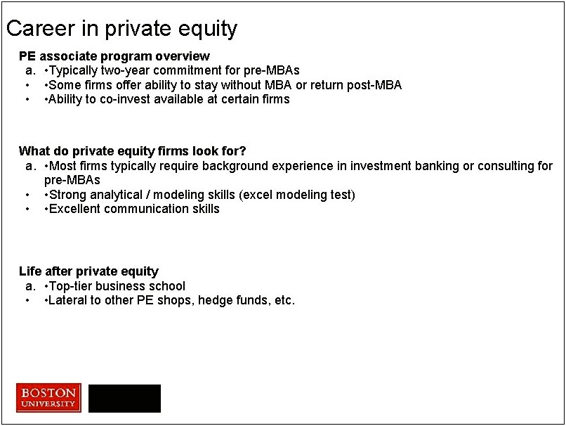 Skills For Resume For Private Equity Job