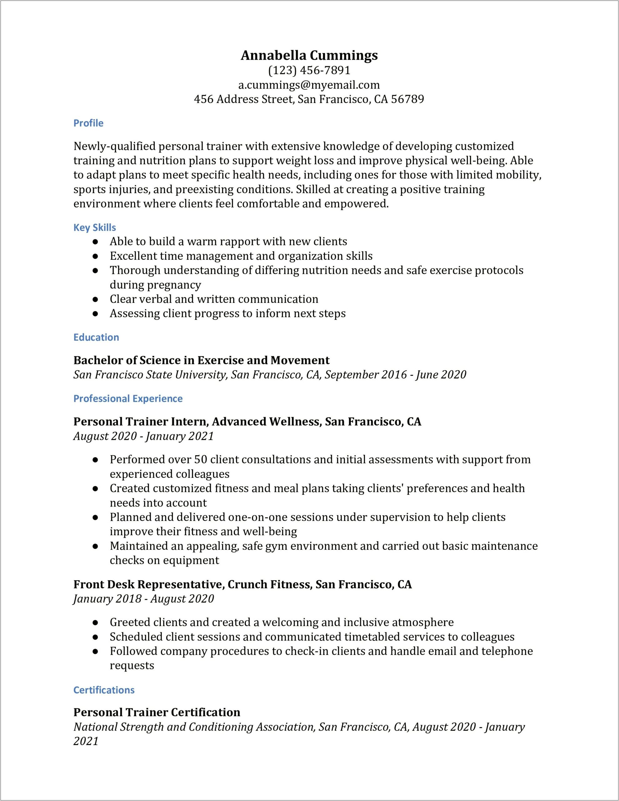 Skills For Strength And Conditioning Coach Resume