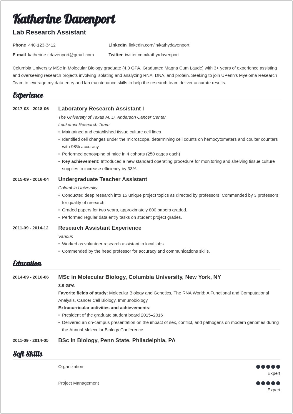 Skills From Research Method Class For Resume