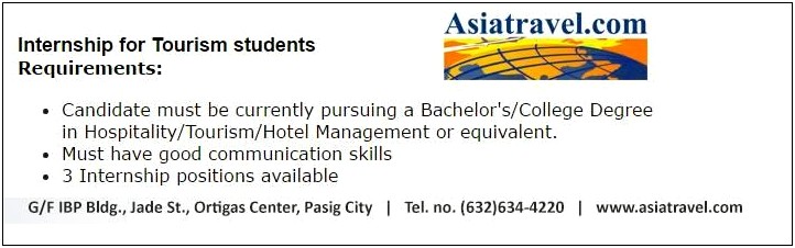 Skills In Resume For Ojt Tourism Students