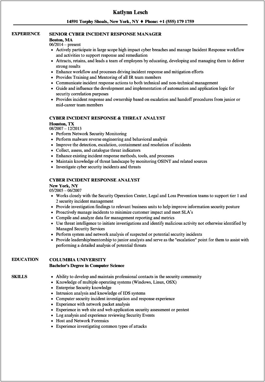 Skills Needed On Resume For Threat Hunting