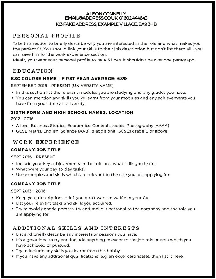 Skills Paragraph For A Teenage Resume