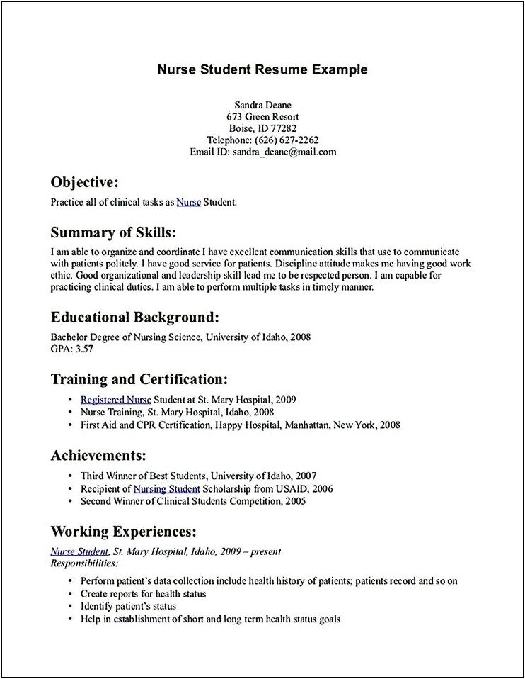 Skills Section Of Nurses For Resume