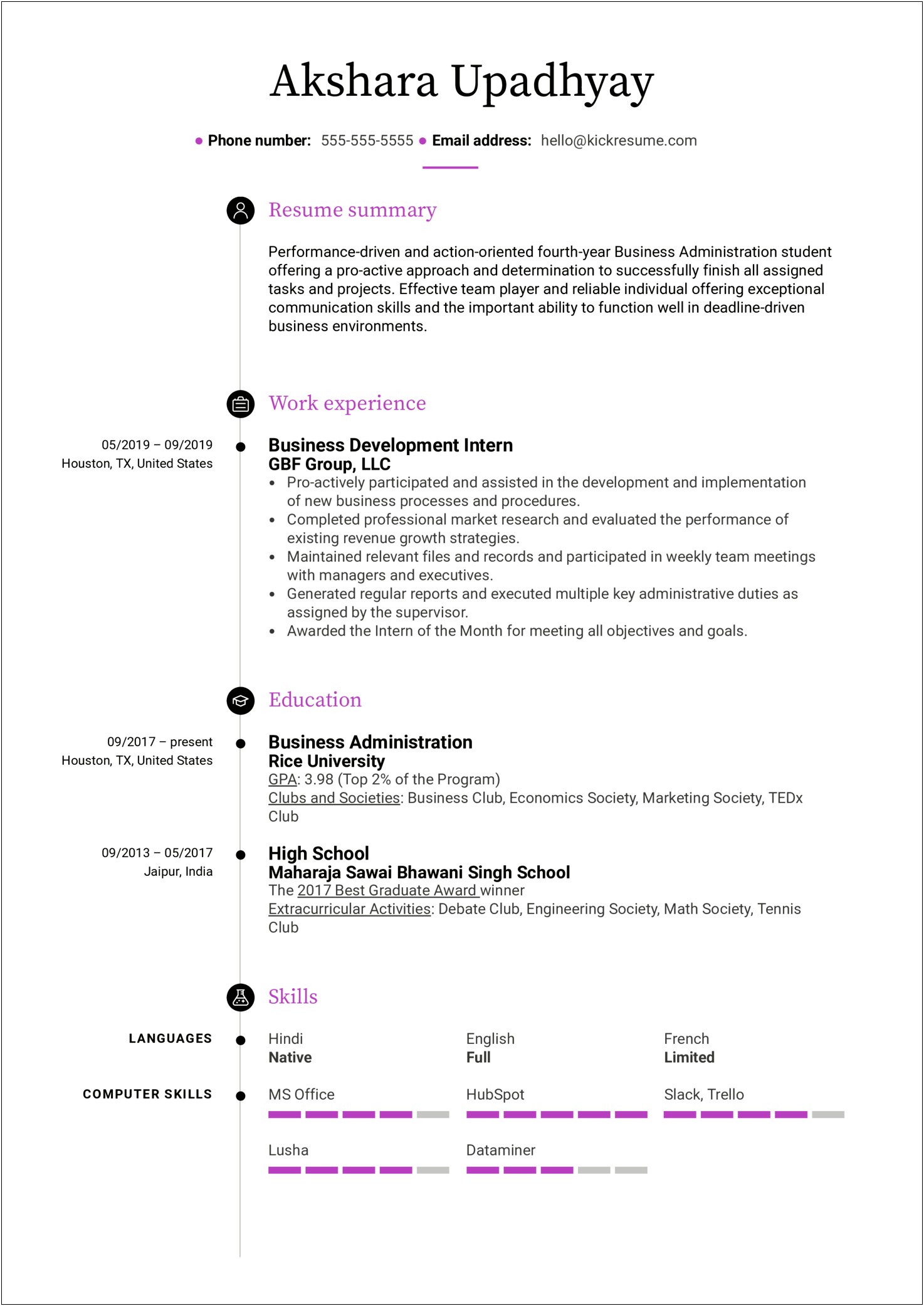 Skills Section Of Resume For College Student