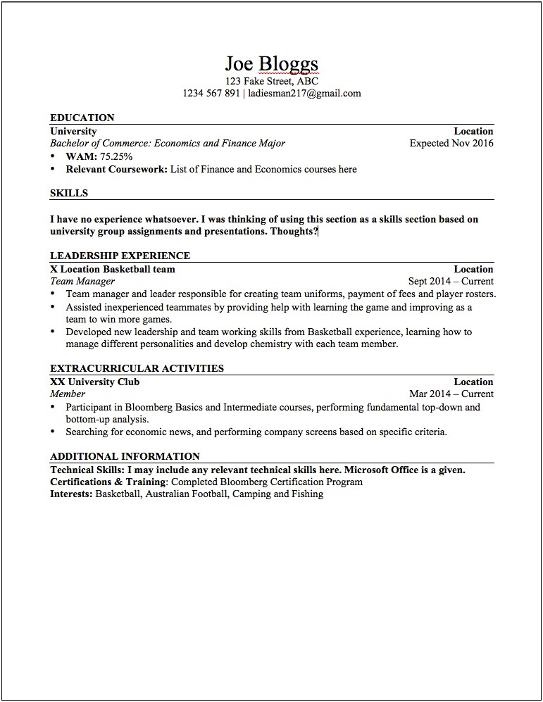 Skills Section Of Resume Top Or Bottom