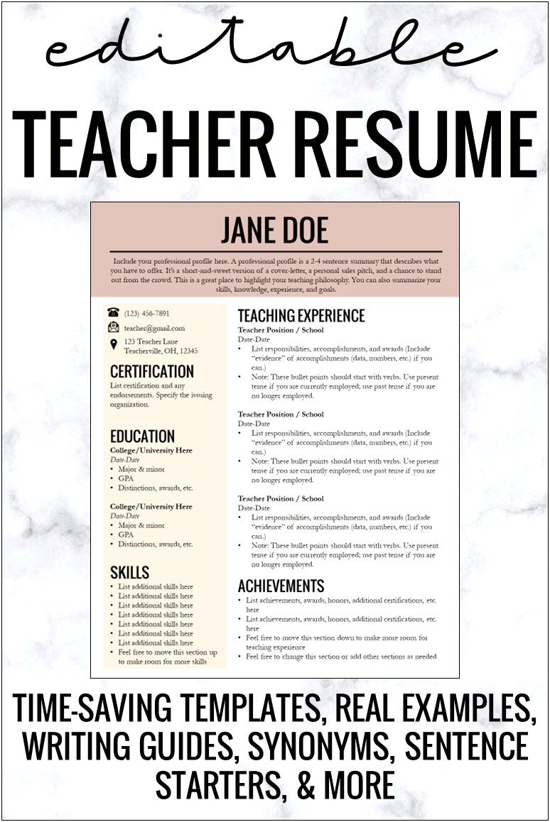 Skills To Include On A Teaching Resume